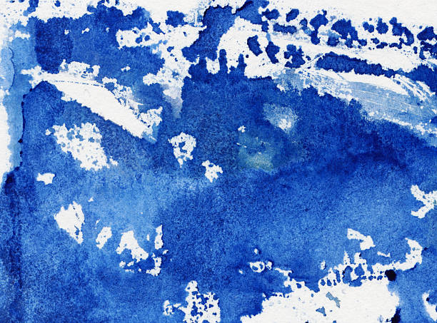 istock Watercolor and ink textured background in blue 501087434