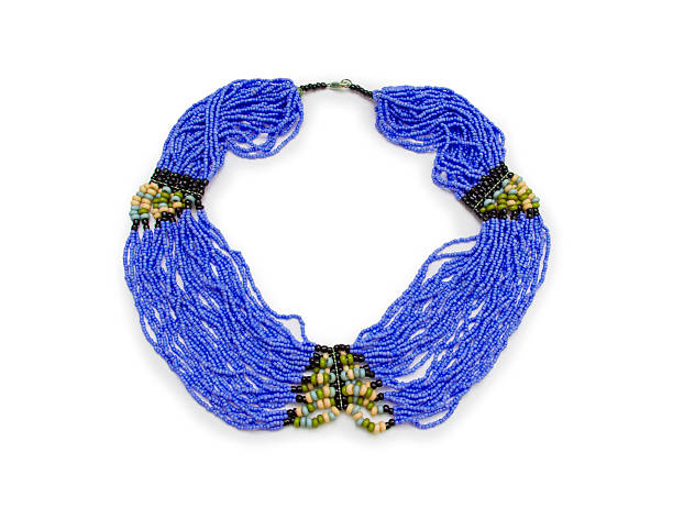 istock Stone beads necklace isolated on white 501090228