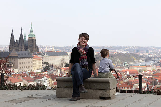 istock Mother with son on St. Vitus Cathedral background 501091830