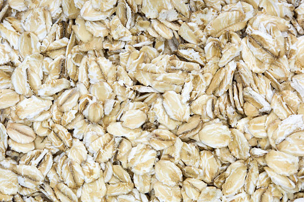 close up shot of oat flakes(textured) stock photo