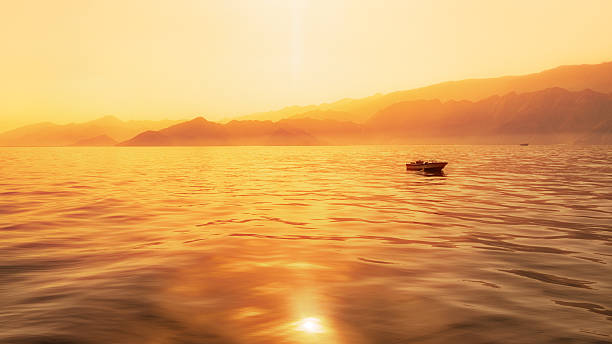 Golden hour capture of Indian ocean shore stock photo