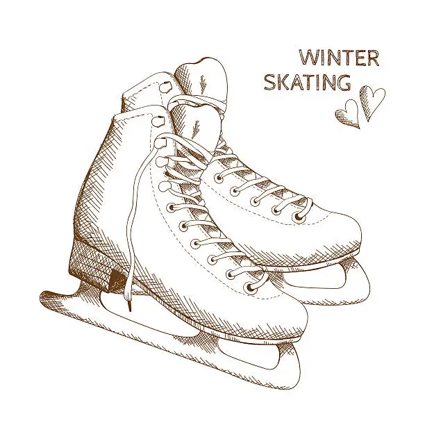 Vector illustration of Sketch os skates isolated on white background.
