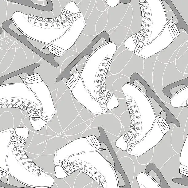 Vector illustration of Seamless pattern with white figure skates.