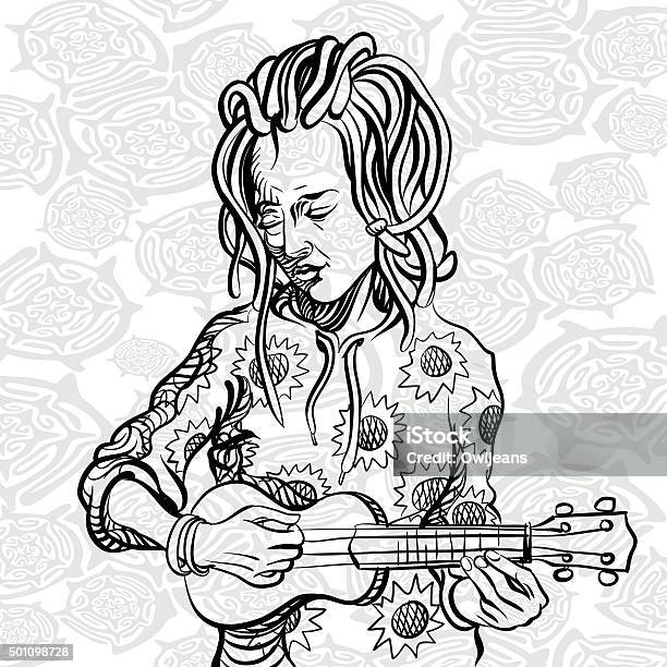 Chica Rasta Vector Ilustración de Chica Con Cabello Rastafari Tocando El Ukulele y más ...