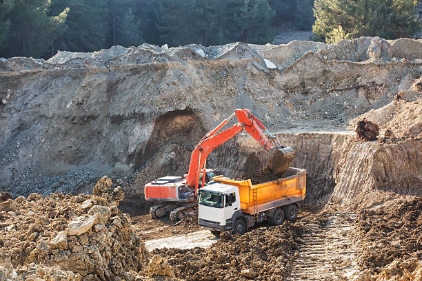 istock Open-pit Mine with Earth Mover and Dump Truck 501099102