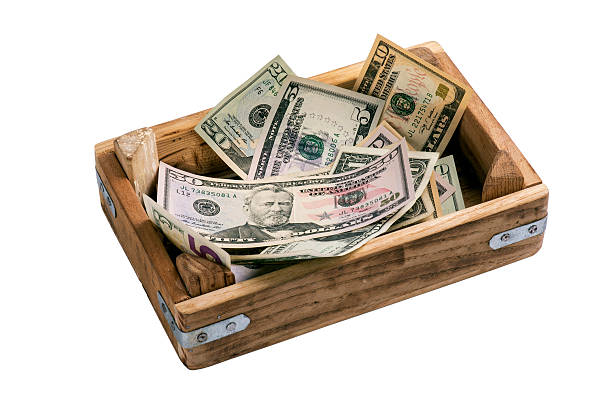 istock Variety US Dollars in Wooden Container 501119432