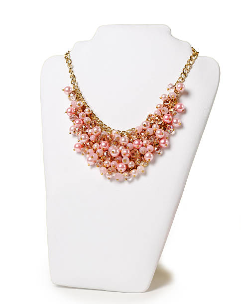 istock Beautiful pink necklace on a mannequin 501119992