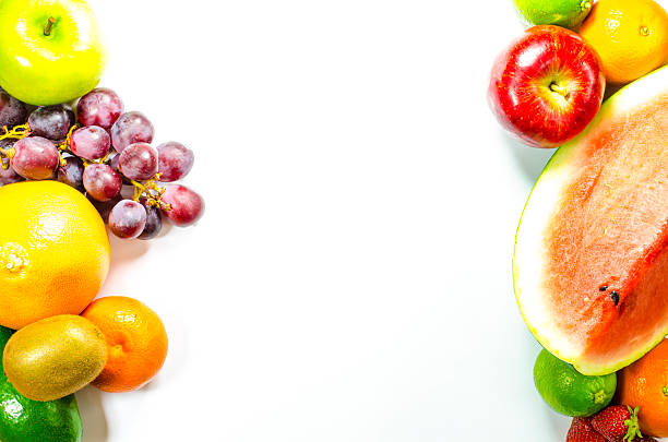 istock Frame of fruits on white background 501122570