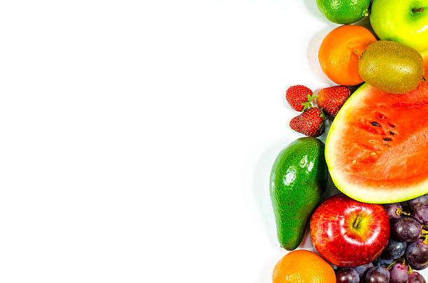 istock Frame of fruits on white background 501122642