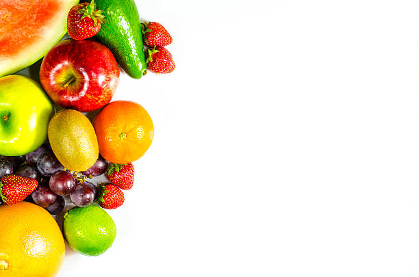 istock Frame of fruits on white background 501122688