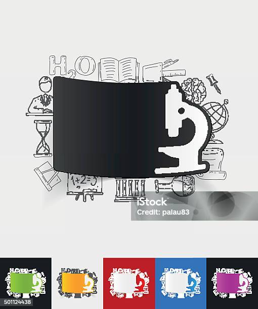 Simple Microscope Sticker Microscope Paper Sticker With Hand Drawn Elements Stock Illustration ...