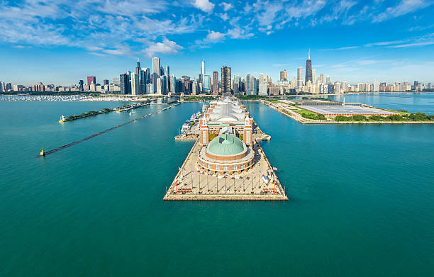 istock Chicago Skyline aerial view with pier 501124910