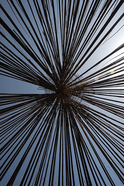 istock Looking up at a tent made of bamboo sticks, 501125002