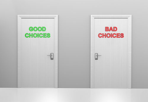 A choice of two doors to take in life, one leading to good decisions and success, the other to bad decisions and failure.