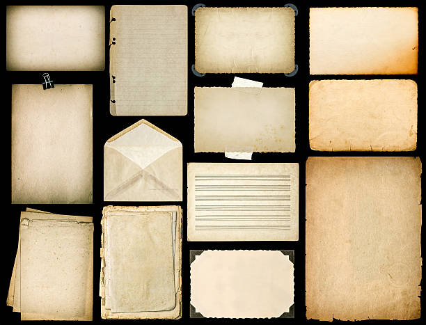 istock Old paper sheets with edges. Vintage book pages on black 501126278
