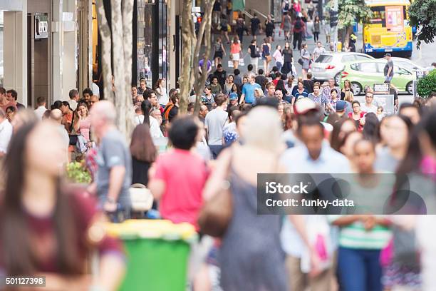 Brisbane Queen Street Shopping Crowds Stock Photo - Download Image Now - Australian Culture, Crowd of People, Shopping Mall