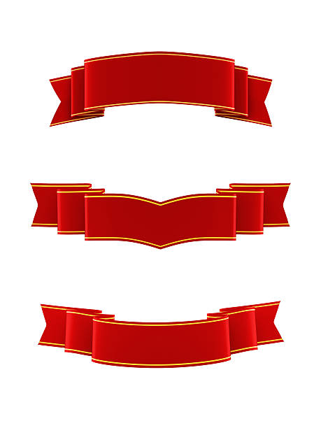 istock Set of shiny red ribbons with gold strips 501127862
