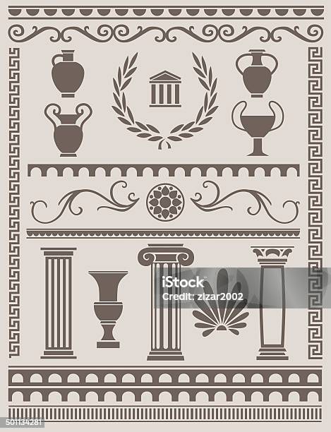 Antiken Griechischen Und Römischen Designelemente Stock Vektor Art und mehr Bilder von Griechenland - Griechenland, Griechisch, Griechische Kultur