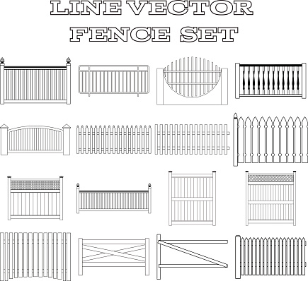 Correll Fence Vector Line Vector Fence Set Stock Illustration - Download Image Now ...