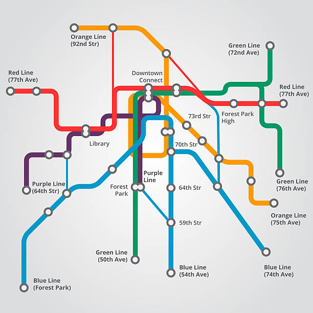 ilustrações de stock, clip art, desenhos animados e ícones de conveniência de metro - public transportation route