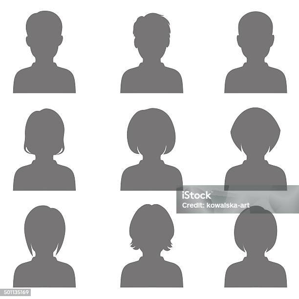 Avatar Head Silhouette Stock Illustration - Download Image Now - Photography, Profile View, Painting - Art Product