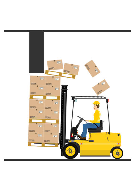 вилка подъем машина - forklift picking up pallet hydraulic platform stock illustrations