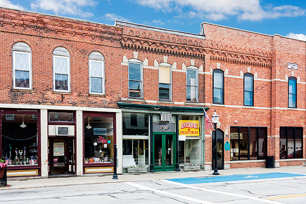 Small Town Main Street stock photo