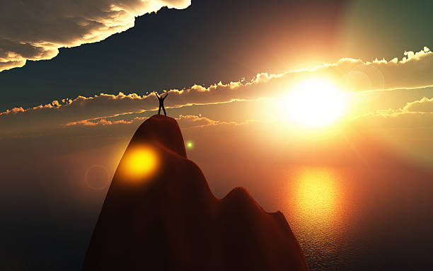 istock Man stood on top of mountain 501136361