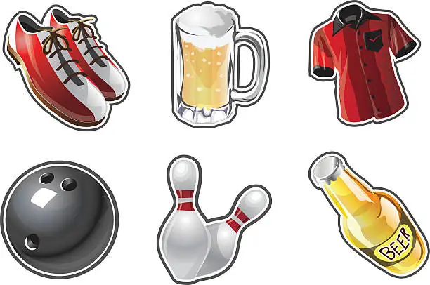 Vector illustration of Bowling Items