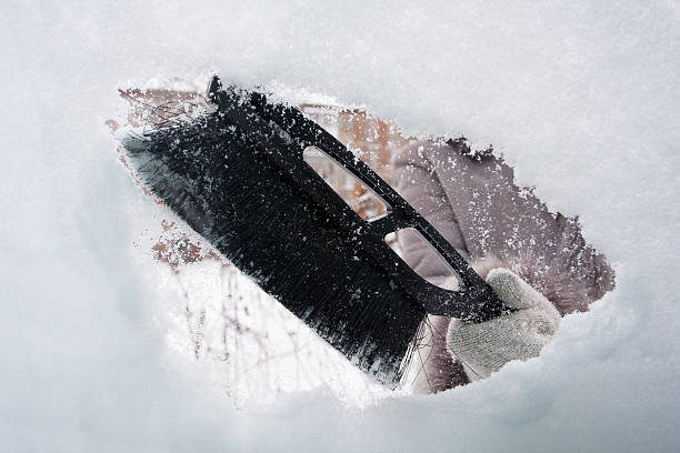 istock hand with brush cleaning window of car 501145946