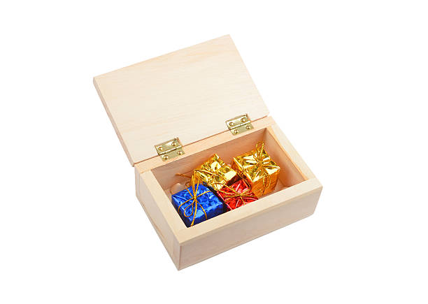 istock Wooden box with christmas gift 501146102