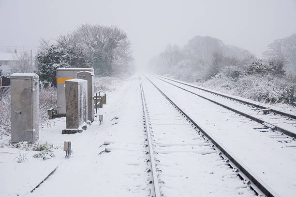 istock Railway Tracks In The Winter Snow 501147382