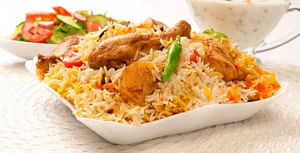 A famous and delicious Bombay biryani most popular in Pakistan and India 