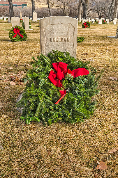 Unknown Soldier's Gravesite with Holiday Wreath stock photo