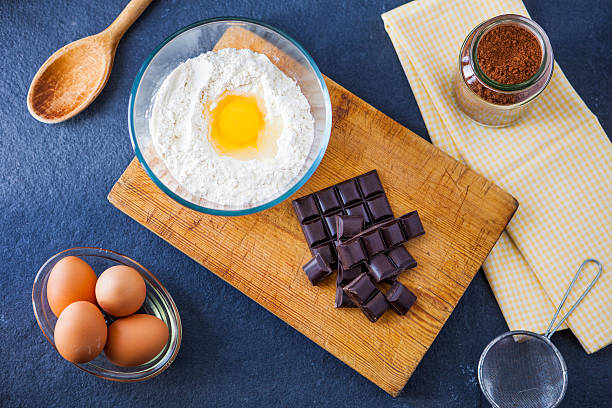 istock Baking ingredients for a chocolate cake - flour, eggs, chocolate 501152061