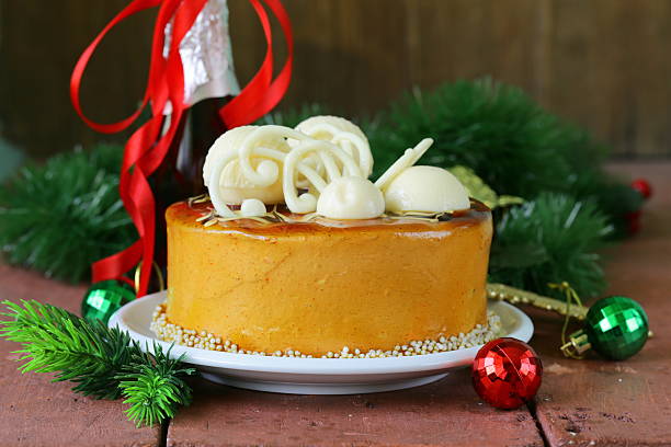 istock festive Christmas cake caramel biscuit decorated with white chocolate 501152293