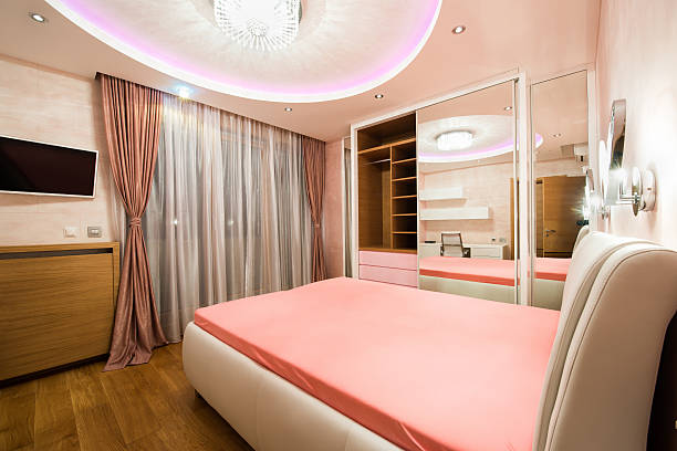 istock Luxury bedroom with modern ceiling lights 501152460