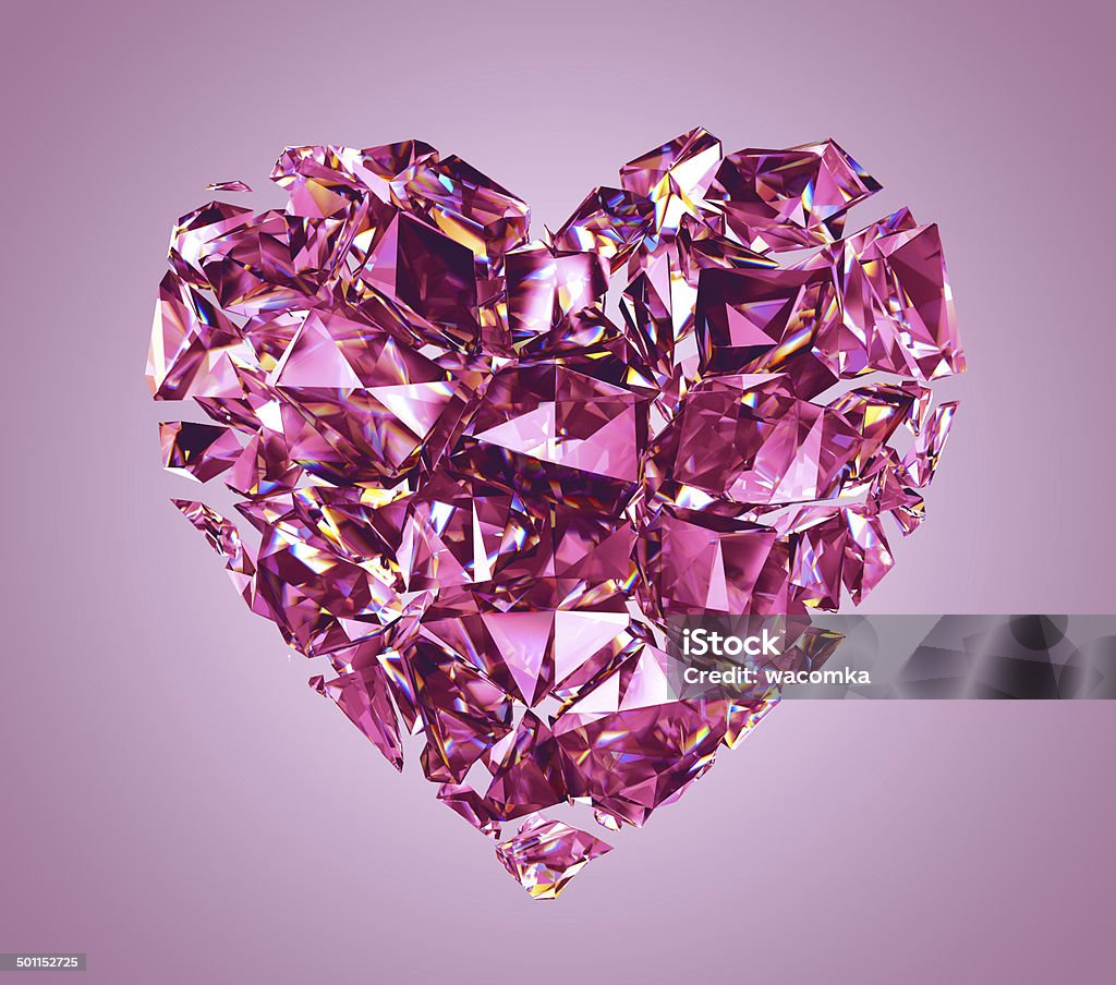 crystal rosa cuore isolato rotto - Foto stock royalty-free di Esplodere