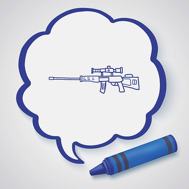 ilustraciones, imágenes clip art, dibujos animados e iconos de stock de francotirador rifle garabato - m14