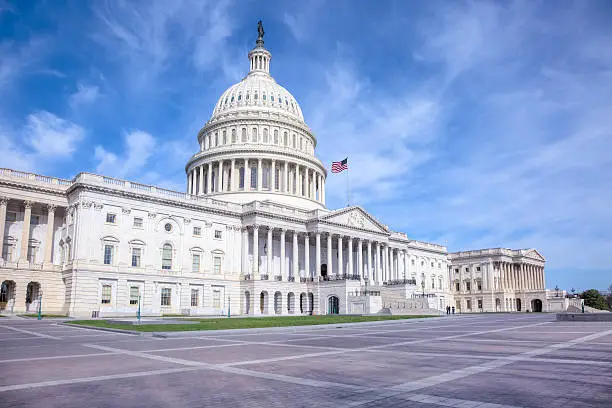 The east side of the US Capitol in the early morning. 