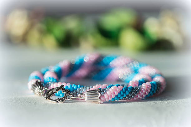 istock Handmade necklace from beads of three colors 501155722
