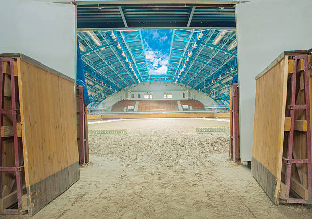 istock Large horse arena interior with open sky 501156823