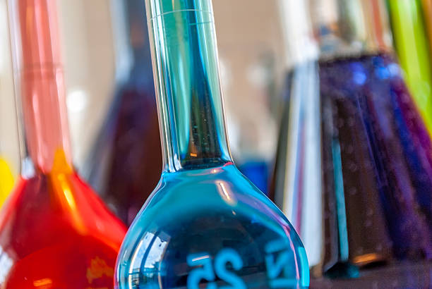 Chemistry blue perspective stock photo