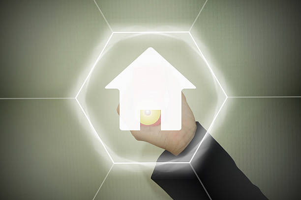 istock Businessman holding projector show business icon on virtual 501158916