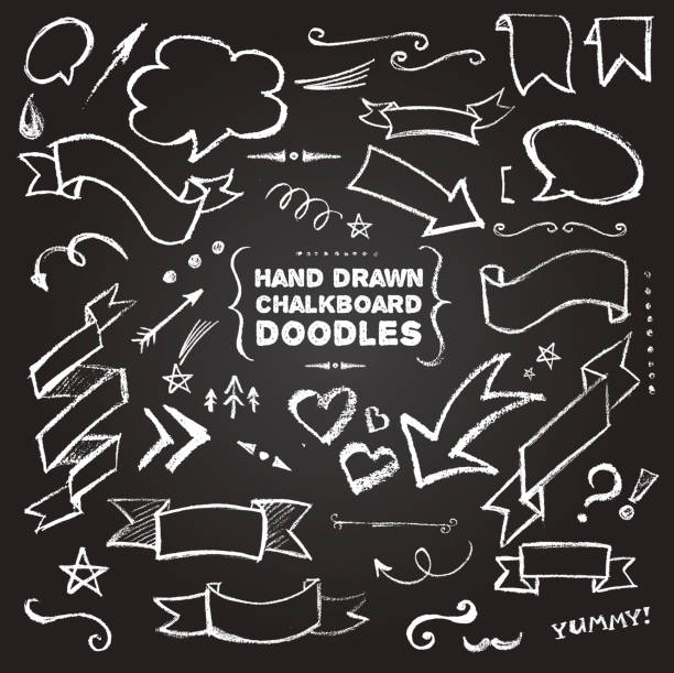 수작업 칠판 doodles - chalk drawing stock illustrations