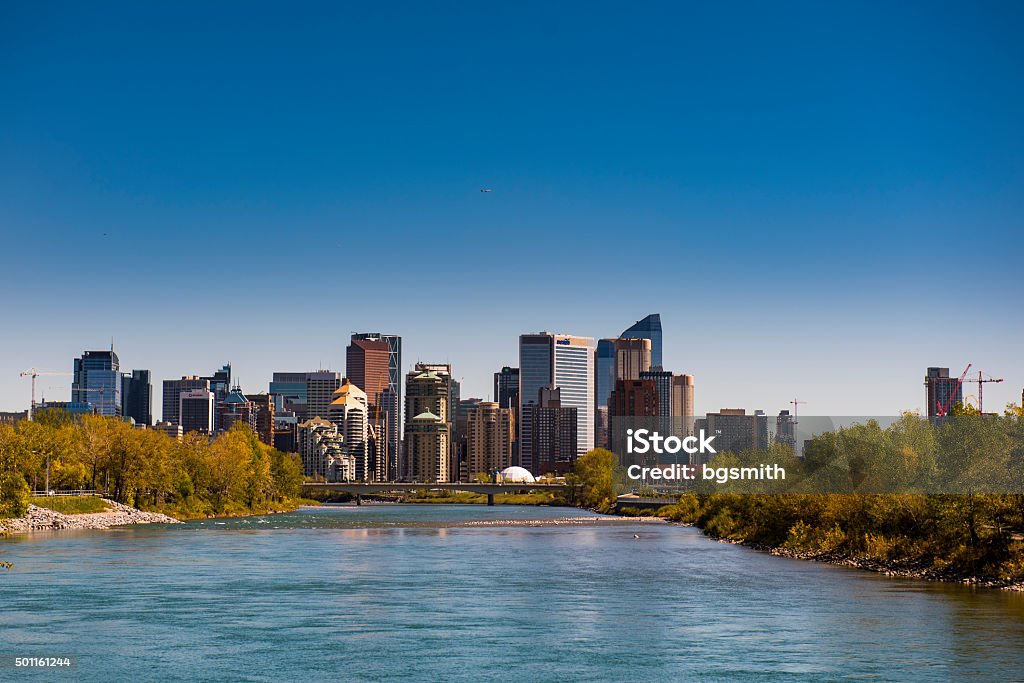 Calgary Alberta Bow river and city skyline Calgary Alberta Canada 2015 Stock Photo