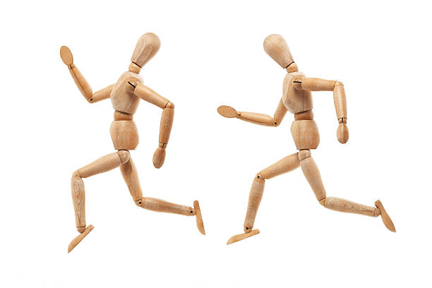 istock Wood man with running away pose 501169419