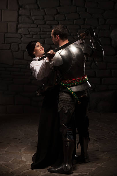 istock Medieval knight and lady posing 501171551
