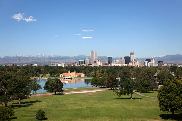 istock Denver skyline panorama from City Park copy space 501171735