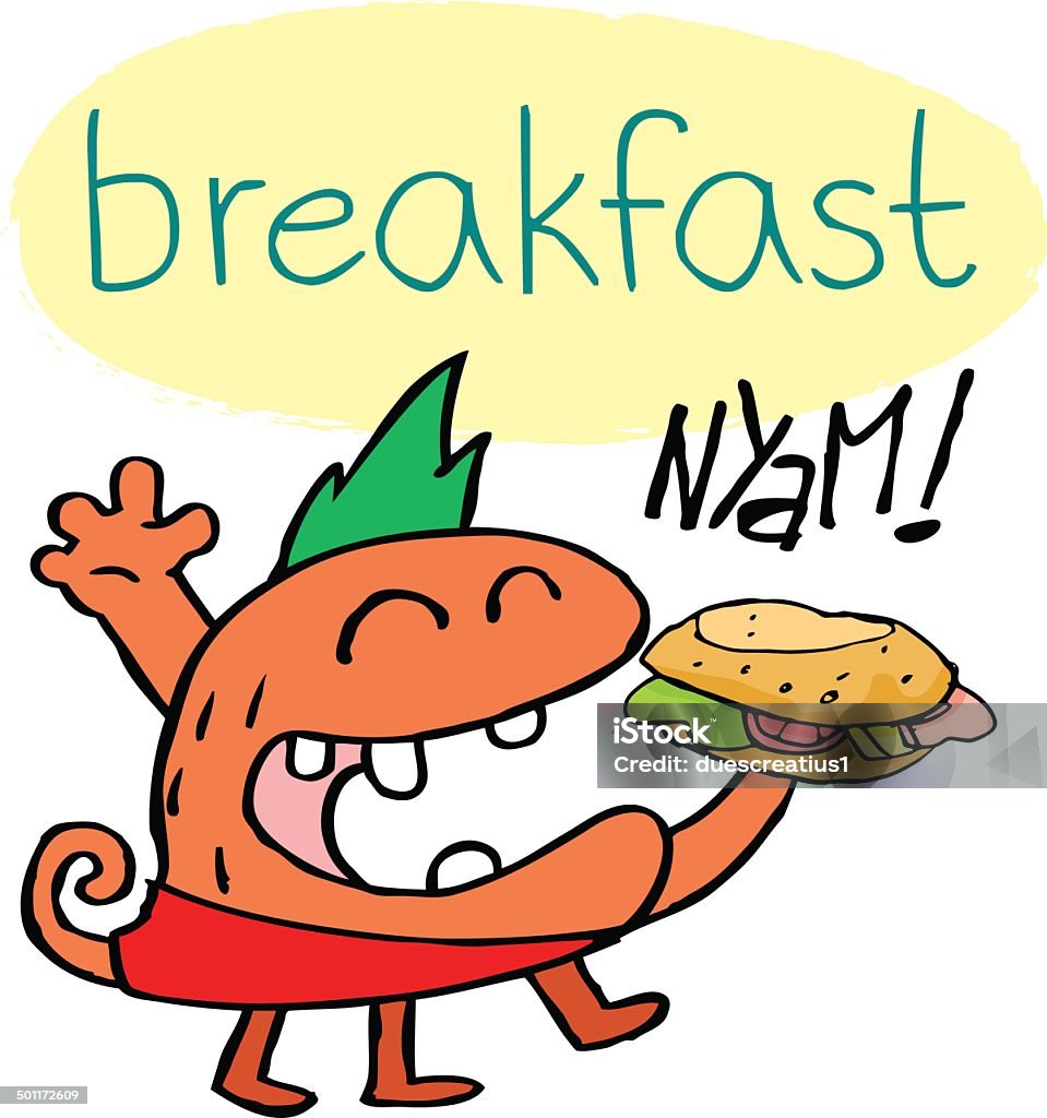 Frühstück-monster mit sandwich - Lizenzfrei Baby Vektorgrafik